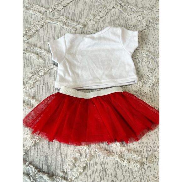 Build A Bear Workshop BABW Blessed T-Shirt w Glitter Red TuTu Skirt Christmas - Picture 2 of 12